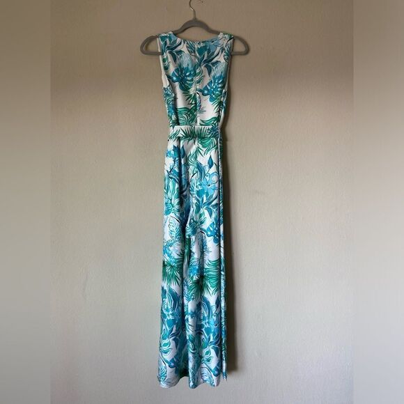 Max Mara Kabala Floral Silk Jumpsuit White Green Turquoise Size S - Picture 10 of 14